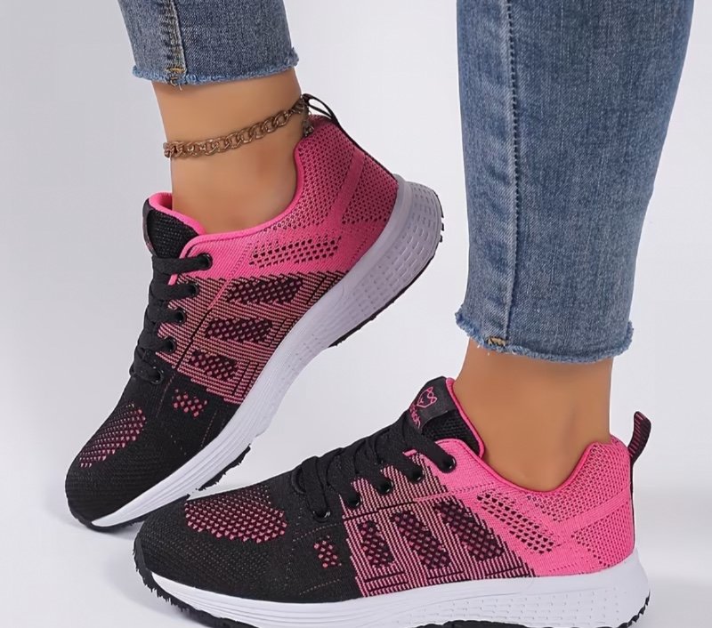 Chaussures de course décontractées unisexe – Tissu "flying woven", chaussures légères à plateforme plate