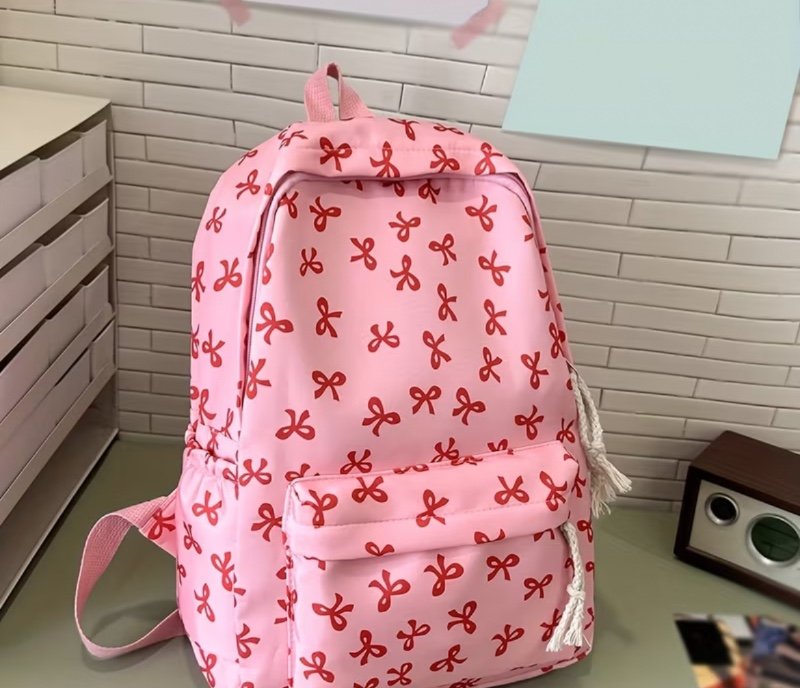 Sac à Dos Femme à Nœud, Nouveau Style Universitaire Quatre Saisons, Sac à Dos Mignon et Polyvalent pour Voyage, Sport et Déplacements Quotidiens