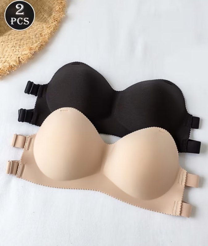Ensemble de 2 brassières sexy sans dos ni bretelles, avec armatures invisibles pour rehausser et sculpter la poitrine.