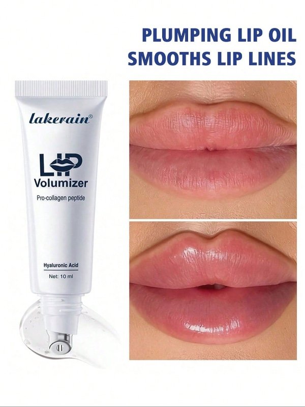 Huile pour les lèvres Lakerain à l'acide hyaluronique pour un effet repulpant immédiat – Soin hydratant lissant les ridules – Baume à lèvres brillant et nourrissant – Essentiel du maquillage quotidien – 1 pièce