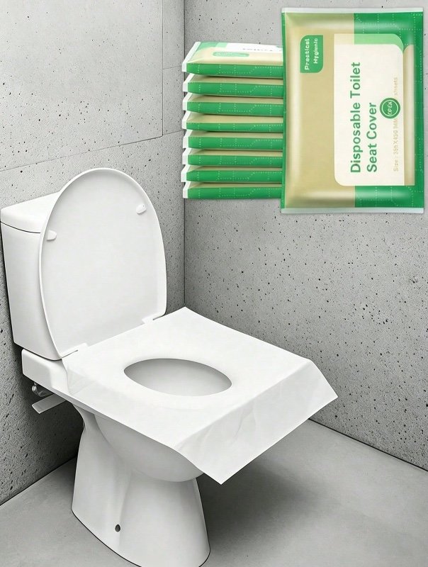 1packs (10pcs )Protège-siège de toilettes jetable et jetable dans les toilettes (biodégradable) – Accessoire de voyage portable pour avion, trajets en voiture, camping, hôtel et rentrée scolaire.
