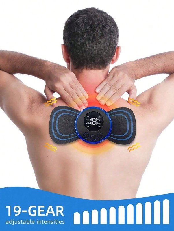 Masseur de cou EMS avec écran LCD – Appareil de massage électrique pour le cou et le dos – Stimulateur musculaire à impulsions (8 modes)