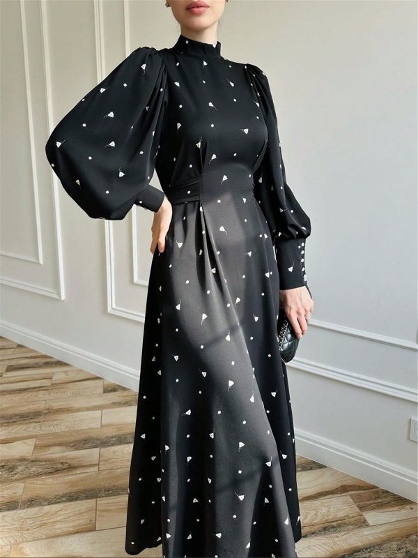 Robe noire à manches longues pour femme – Style élégant et décontracté pour les fêtes