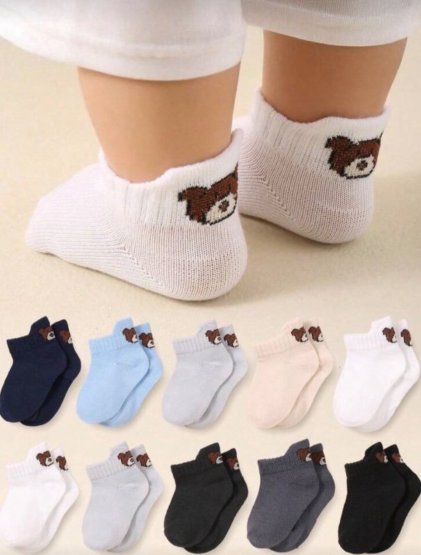 10 paires/set Chaussettes décontractées de couleur bonbon pour tout-petits