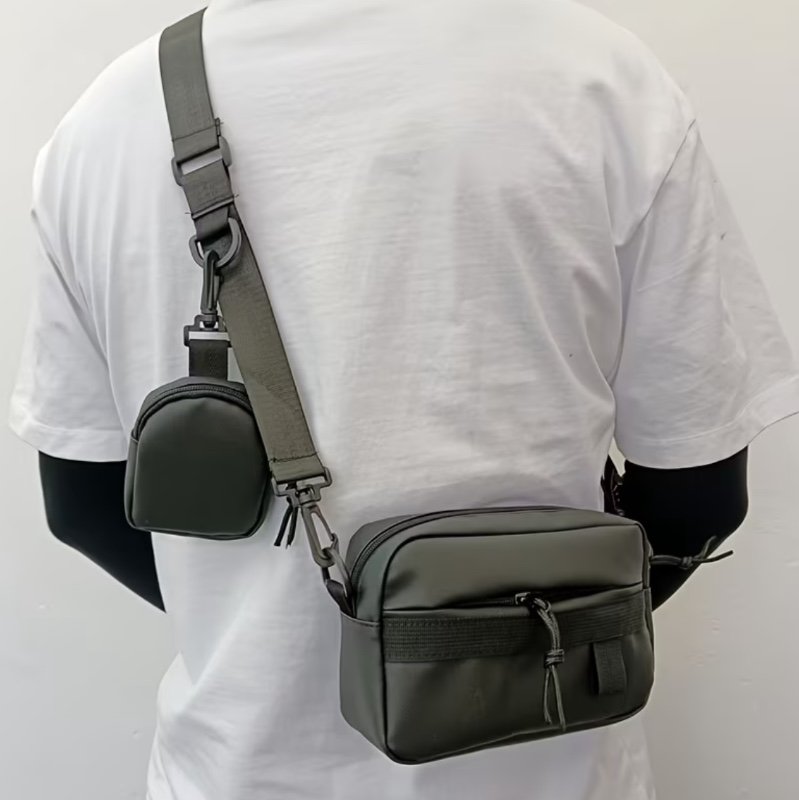Sac bandoulière décontracté pour homme, sacoche, sac d'épaule, pochette, étui pour téléphone, sac pour petits objets, petit sac à dos noir ; convient pour téléphone, clés, monnaie, petits objets ; idéal pour le fitness, l'exercice, les voyages, les sortie