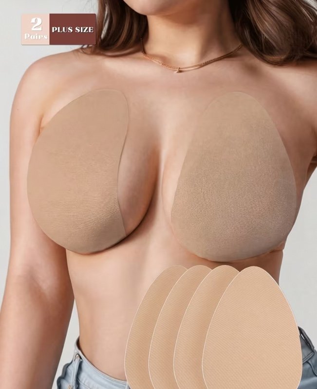 Lot de 4 coussinets adhésifs invisibles pour poitrine en forme de goutte, sans bretelles, couleur abricot, tailles de bonnet 1 à 2XL, coussinets adhésifs pour soutien-gorge, accessoires de poitrine