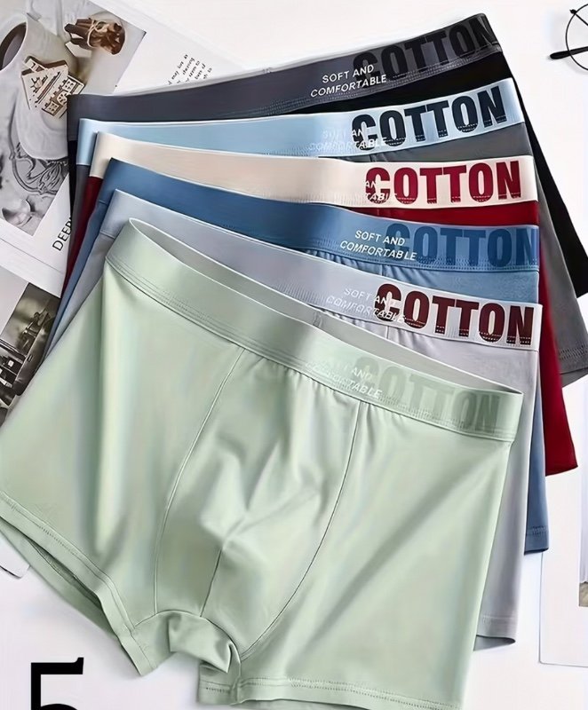 Lot de 5 boxers pour homme (modèles aléatoires) : motifs lettres, maille avec inscription, style color-block, associations de couleurs haut de gamme, doux et confortables.