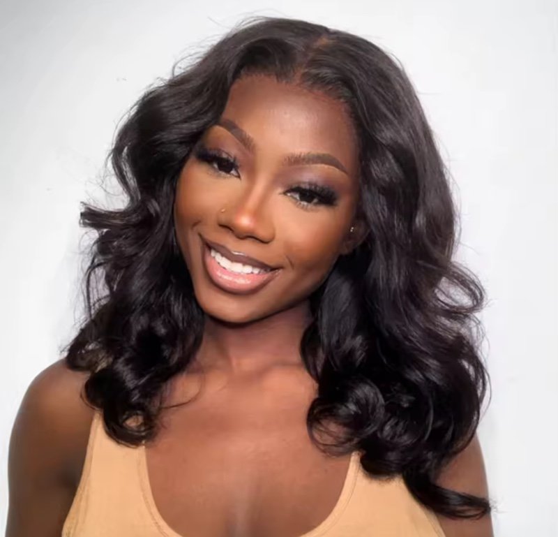 Perruque Bob Lace Front Wig malaisienne naturelle, cheveux humains courts, 13x4, pre-plucked, transparent HD