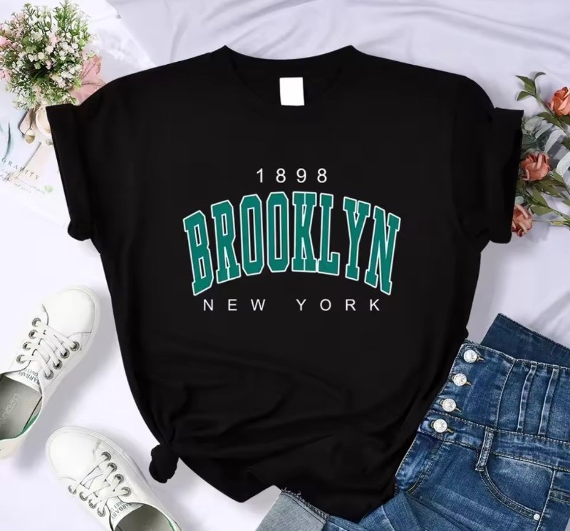 T-shirts vintage pour femmes Brooklyn York 1898, vêtements décontractés à manches courtes, vêtements de rue, tops oversize pour femmes