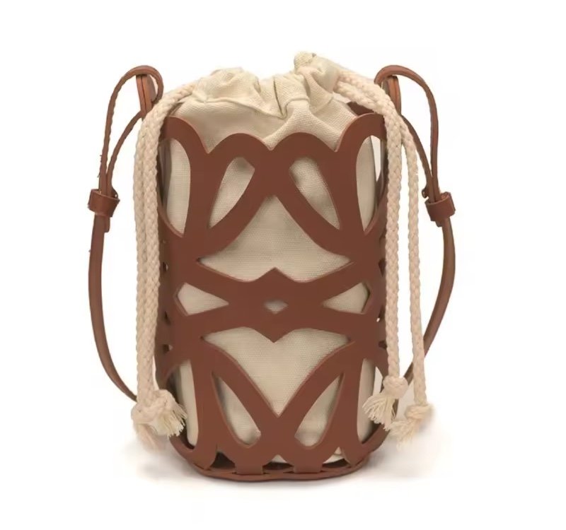 Sac seau en cuir PU ajouré, mini sac à bandoulière décontracté avec cordon de serrage, vente chaude