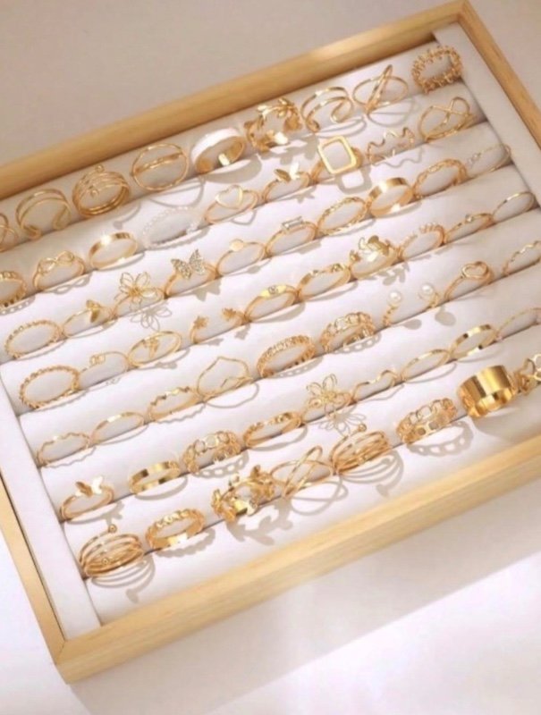 66/22pcs Heart, Butterfly, Flower, Leaf, Star, Rhinestone, Faux Pearl, Geometric, Wave, Twisted, Circle Pendant Rings Set For Layering, Cute, Fashion, Elegant, Vintage, Holiday, Party, Daily Wear (No Box)