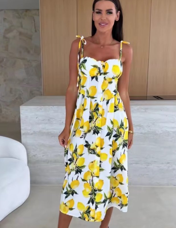 Mode d'été sans manches femmes robe à bretelles imprimer élégant décontracté longue robe de soirée