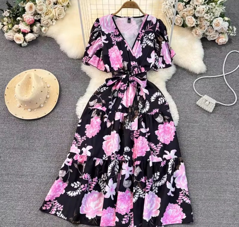 YuooMuoo Chic mode esthétique été femmes Robe élégante Vintage taille mince ceinture pansement longue Robe de soirée Streetwear dame Robe