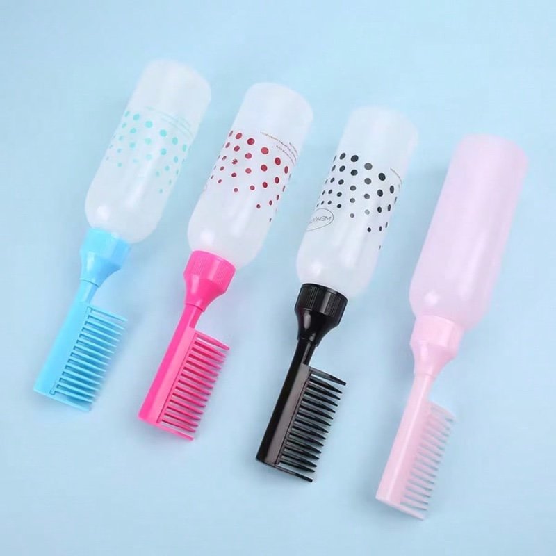 1 pièce - Flacon applicateur de teinture capillaire 2-en-1 pour adultes avec peigne, distributeur en plastique pour coloration des racines ou huiles capillaires, accessoire de coiffure polyvalent | Accessoire de salon tendance | Flacon à pois, matériel de