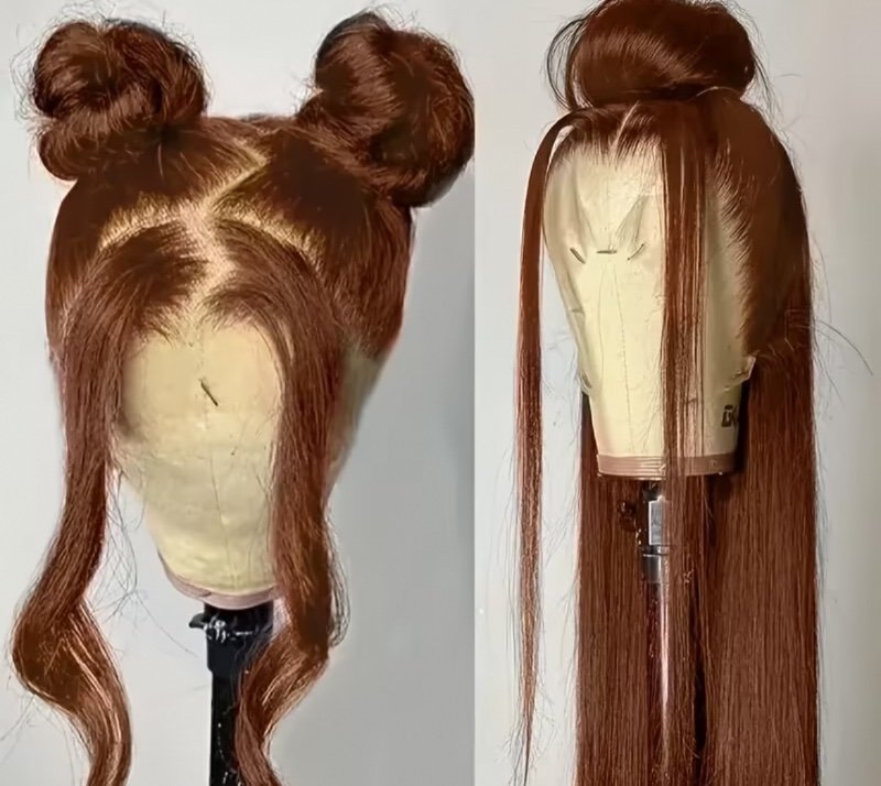 Perruque Lace Front Marron Tendance (66 cm) – Cheveux Synthétiques Lisses et Doux, Densité 180 % – Pour Femmes – Résistante à la Chaleur, Ligne Frontale Naturelle (Pré-épilée) – Usage Quotidien – Marque Happy Club