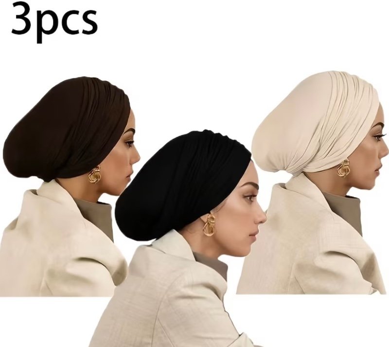 Lot de 3 bandeaux unis faciles à porter – Foulards élastiques et respirants – Style décontracté et polyvalent – ​​Accessoire élégant pour femme