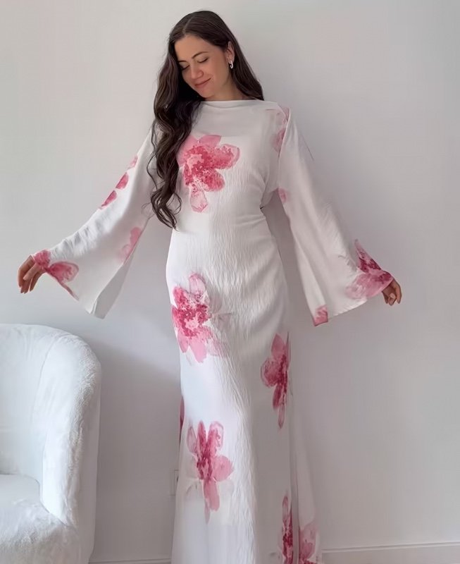 1 Abaya imprimée, adaptée au quotidien des femmes en toute saison (modèle estival)