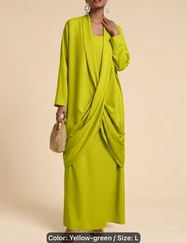 Ensemble élégant de robe de soirée pour le Nouvel An (nouveauté Printemps/Été) : robe longue coupe droite en tissu de haute qualité accompagnée d'un gilet à manches longues ; idéal pour les occasions formelles telles que la Saint-Valentin et les banquets