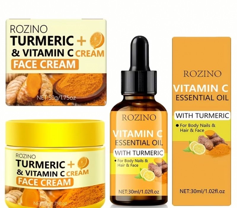 Coffret de soin visage hydratant intensif au curcuma – Effet liftant et raffermissant immédiat (lot de 2) : formulée à partir d'ingrédients naturels, cette soin léger à absorption rapide hydrate instantanément, illumine le teint, retend la peau, atténue