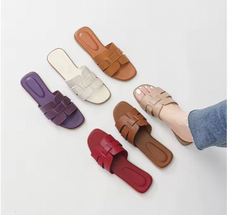 Sandales pour femmes, pantoufles à la mode, chaussures à fond en caoutchouc antidérapantes et respirantes en PU souple