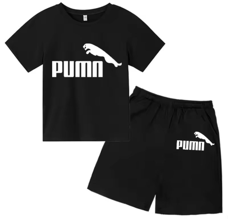Ensemble 2 pièces décontracté d'été pour enfants de 3 à 12 ans, imprimé lettres, t-shirt et pantalon doux pour garçons et filles