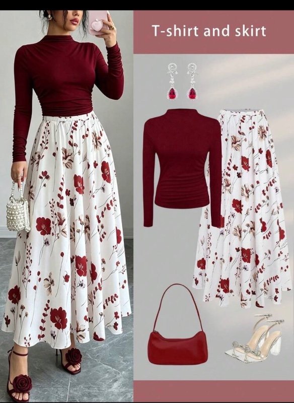 T-shirt and skirt