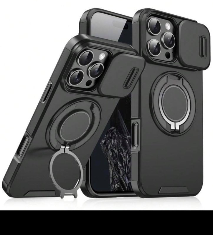 Shockproof Armored Sliding Cover Phone Case Compatible With IPhone 17 Pro Max 16E 16 15 14 13 12 11 Pro Max, Also Compatible With IPhone 16 Pro Max 16 Pro 16 Plus 17 Pro 17 Air 13 Pro Max, And Galaxy S26 Ultra S26 Plus S25 Ultra S24 Ultra, With Ring Holde
