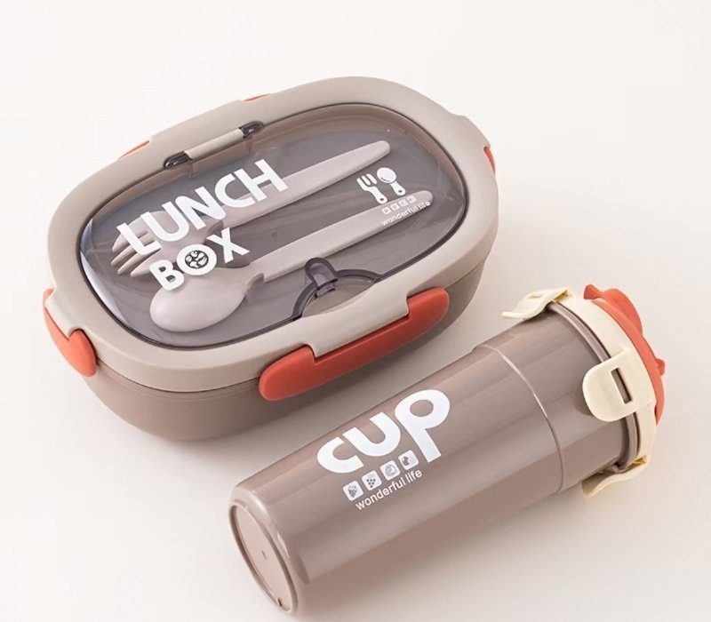 Ensemble boîte à déjeuner et gourde, compatible micro-ondes, boîte réutilisable avec couvercle hermétique, récipient alimentaire portable et gourde, disponible en plusieurs coloris assortis, idéal pour les voyages et le travail.