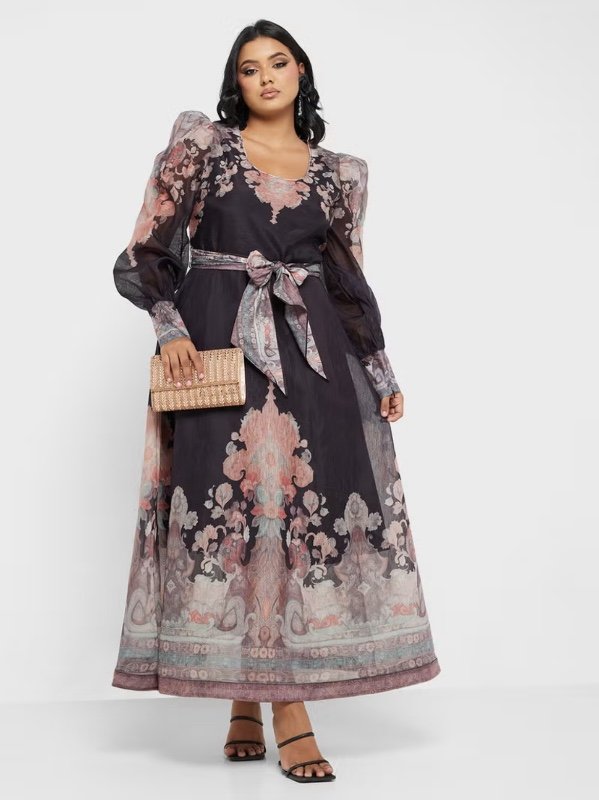 Robe longue à motif floral