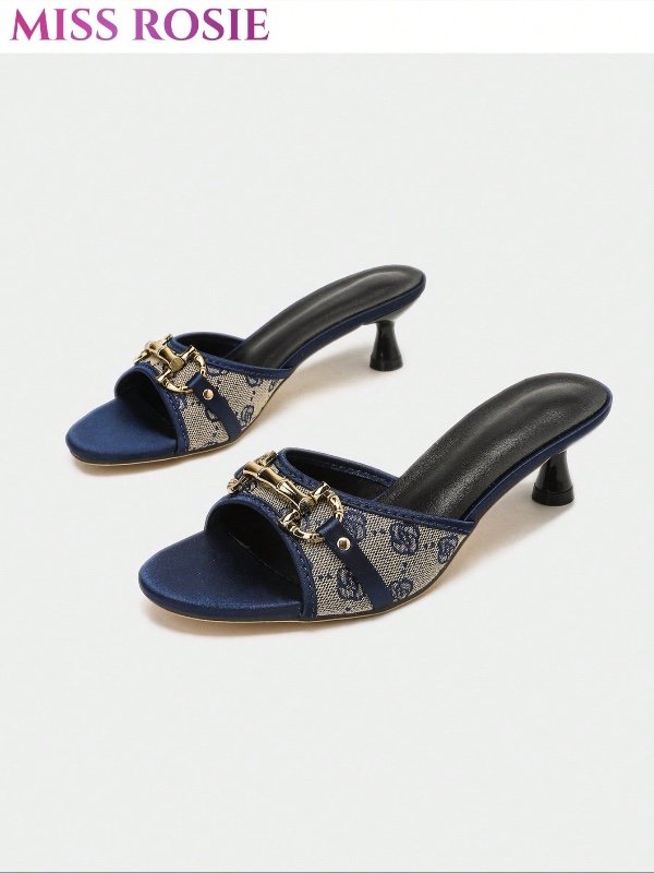 [MISS ROSIE] Sandales élégantes à talons aiguilles pour femme – Modèle à enfiler, bout rond et bride unique avec boucle mors en métal.
