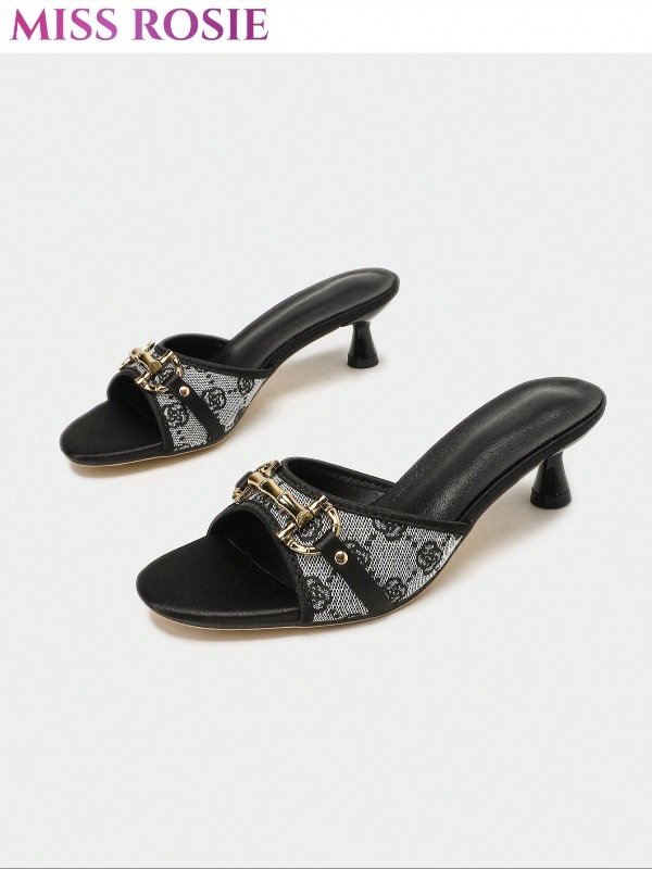 [MISS ROSIE] Sandales élégantes à talons aiguilles pour femme – Modèle à enfiler, bout rond et bride unique avec boucle mors en métal.