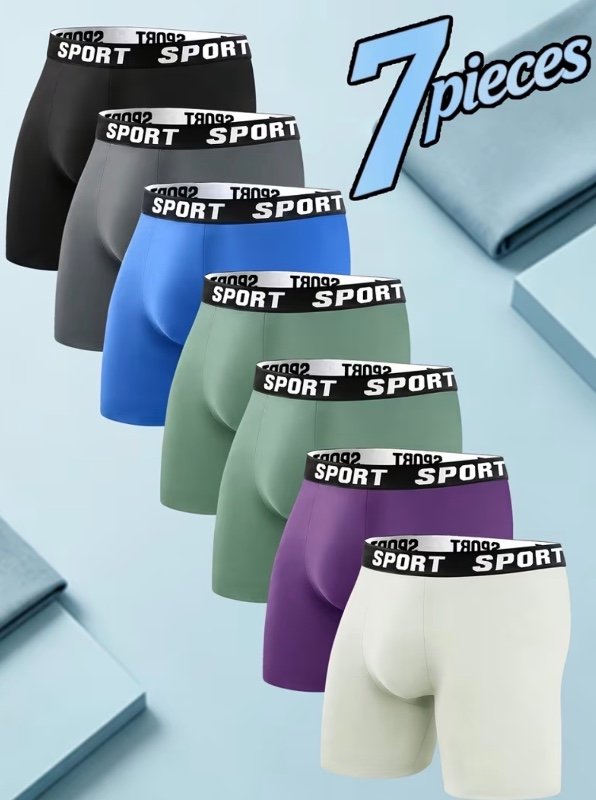 7 pièces Sous-vêtements Longs Homme Unis
