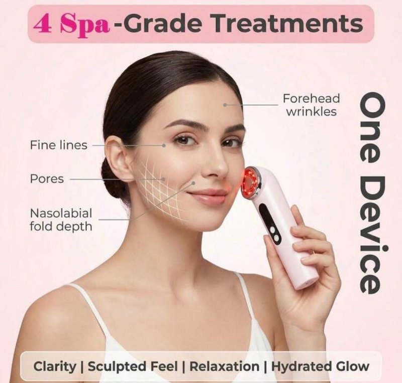 Appareil de beauté facial à haute fréquence – 4 en 1 (raffermissant et liftant), luminothérapie LED 7 couleurs (anti-rides), outil de soin coréen pour massage, lifting et raffermissement du visage, technologie d'infusion « Shark Water-Light »