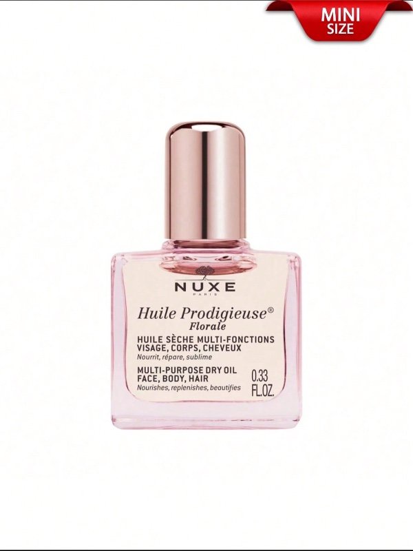 Nuxe Huile Prodigieuse Florale 10 ml | Huile sèche multi-fonctions pour visage, corps et cheveux | Éclat radieux, hydratation légère | Nourrit, répare et sublime la peau et les cheveux | Formulée avec 7 huiles végétales précieuses, hydratation en profonde