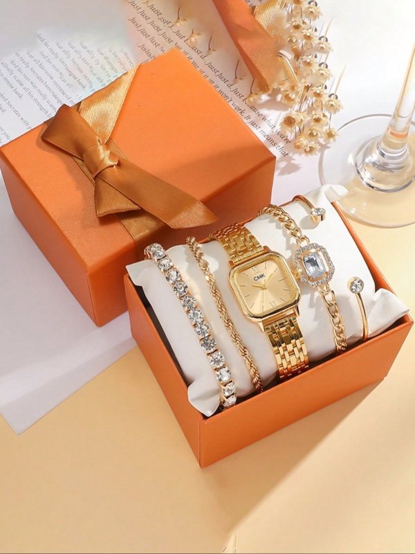 Lot de 5 montres à quartz minimalistes et élégantes pour femme avec bracelet en acier inoxydable