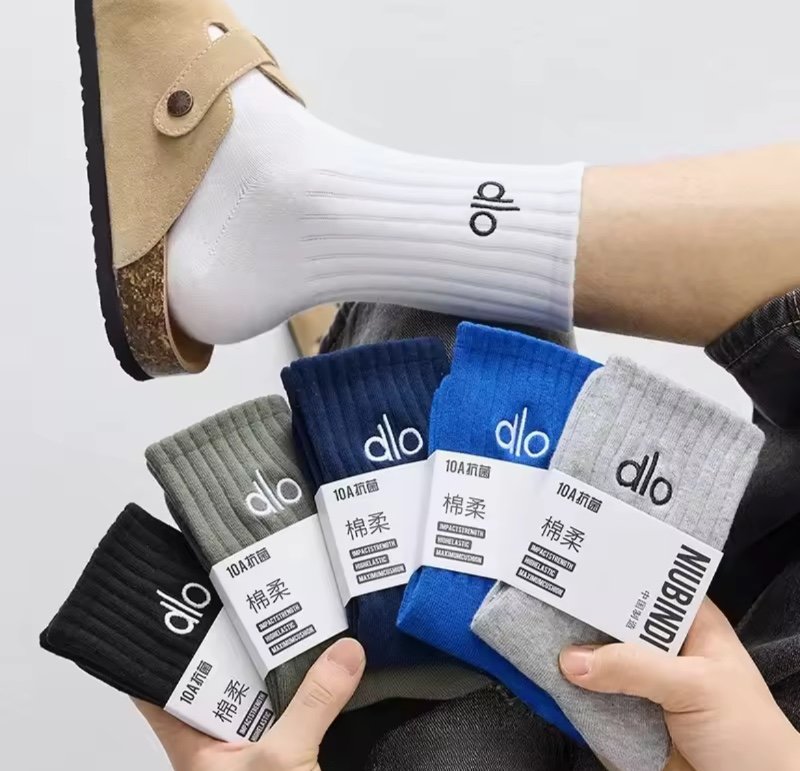 Chaussettes Dlo en pur coton anti-odeur, adaptées à toutes les saisons, chaussettes 100% coton pour jeunes étudiants, grande taille, chaussettes de basket-ball